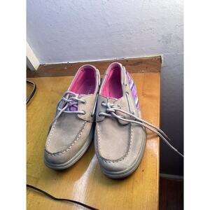 Sperry Intrepid Leather and Pink Plaid Boat Shoes Size 3M, EXCELLENT Condition!